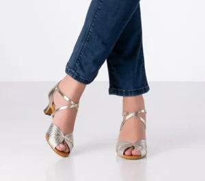 Dansebutikken Anna Kern dansesko sølv/guld med 5 cm hæl - Noel>Dame Brudesko | Salsasko Damer