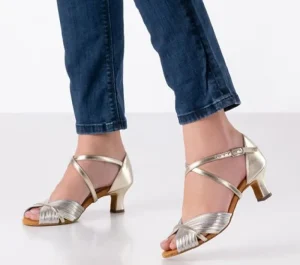 Dansebutikken Anna Kern dansesko sølv/guld med 5 cm hæl - Noel>Dame Brudesko | Salsasko Damer