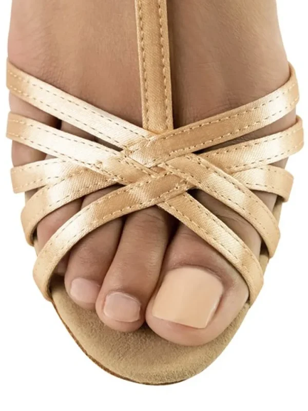 Dansebutikken Anna Kern flesh satin dansesko med t- rem>Dame Brudesko | Salsasko Damer
