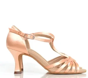 Dansebutikken Anna Kern flesh satin dansesko med t- rem>Dame Brudesko | Salsasko Damer