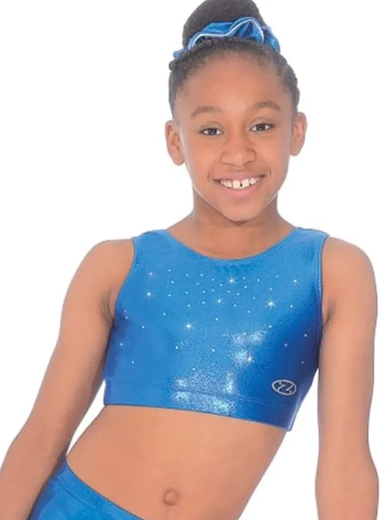 bl_blank_gymnastik_top_me_0.webp Dansebutikken Blå blank gymnastik top med sten til piger The zone> Overdele Piger