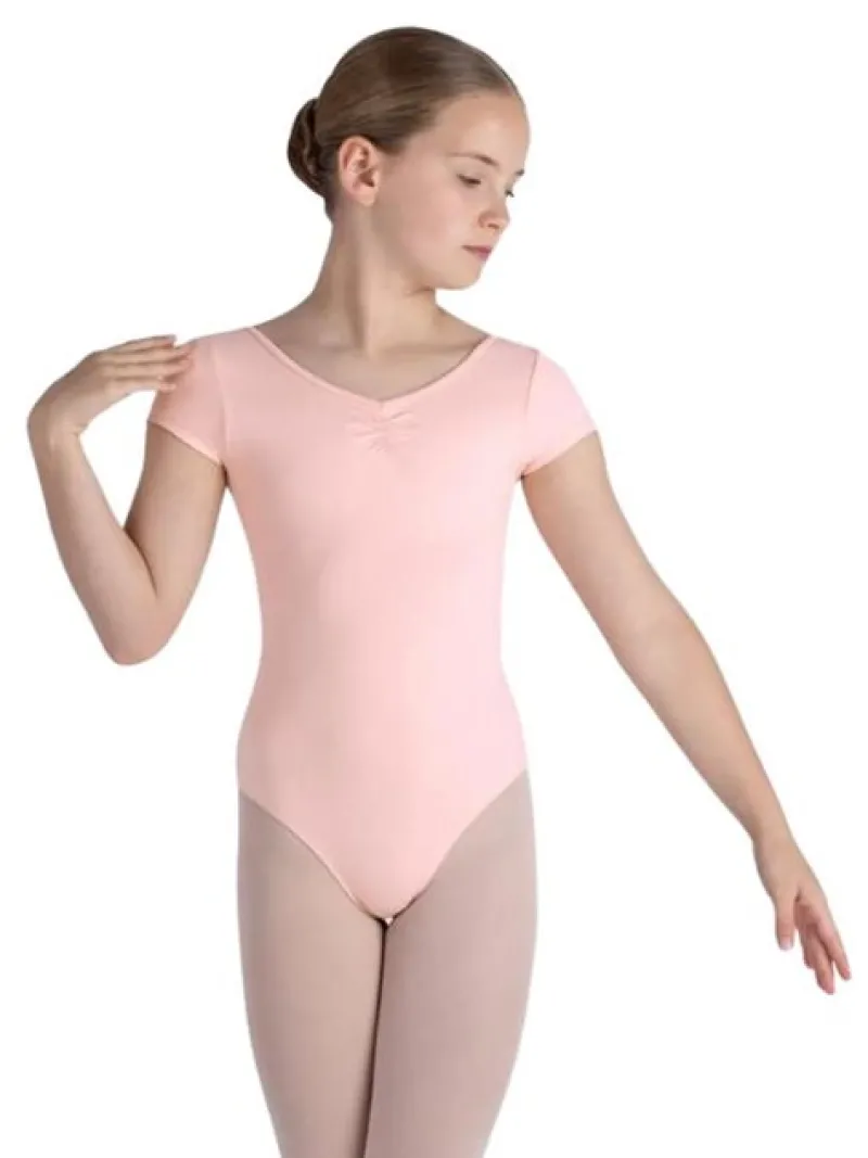 bloch_lyserd_dragt_mede_k_0.webp Dansebutikken Bloch lyserød dragt mede korte ærmer og rynk til piger>Børn Balletdragter Børn