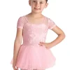 Dansebutikken Bloch rosa tutu med korte ærmer og velour>Børn Balletkjole Piger