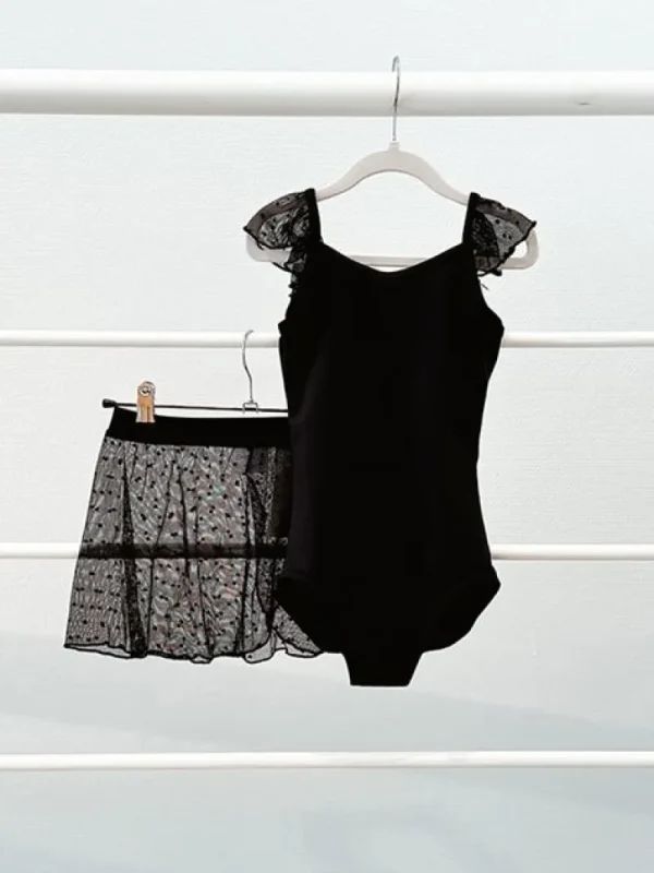 Dansebutikken Capezio sort dragt med flæse ærmer til piger>Børn Dragter Piger | Balletdragter Børn