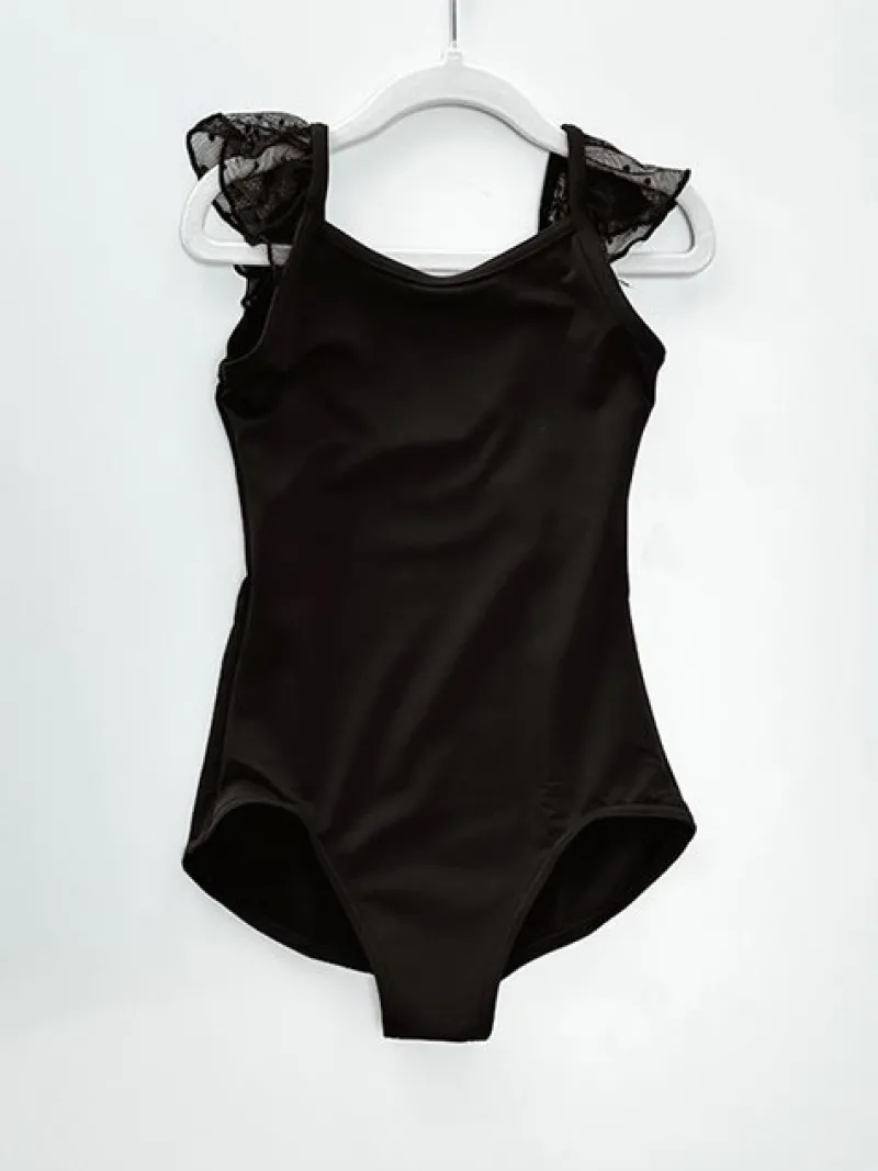 capezio_sort_dragt_med_fl_2.webp Dansebutikken Capezio sort dragt med flæse ærmer til piger>Børn Dragter Piger | Balletdragter Børn