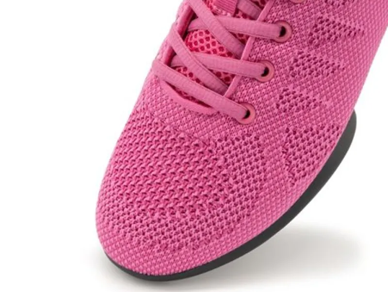 fuschia_farvet_dansesneak_6.webp Dansebutikken Fuschia farvet dansesneaker i åndbar strik til damer - Suny>Dame Salsasko Damer | Swingsko Damer