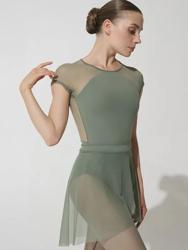 Dansebutikken Grishko dragt i olivengrøn med mesh detaljer>Dame Dragter Til Skøjteløb | Balletdragter Damer