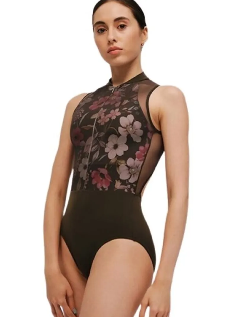 grishko_mrk_oliven_hjhals_0.webp Dansebutikken Grishko mørk oliven højhalset dragt med smukke detaljer>Dame Balletdragter Damer