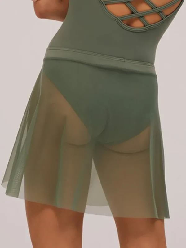 Dansebutikken Grishko olivengrønt pull on faux wrap skørt>Dame Ballet Underdele Damer