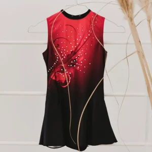 Dansebutikken Gymnastikdragt med print, sten og påsyetskørt Agiva> Gymnastikkjole Piger