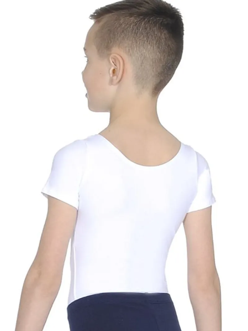 hvid_body_med_kort_rme_ti_1.webp Dansebutikken Hvid body med kort ærme til ballet drenge>Børn Ballettøj Drenge