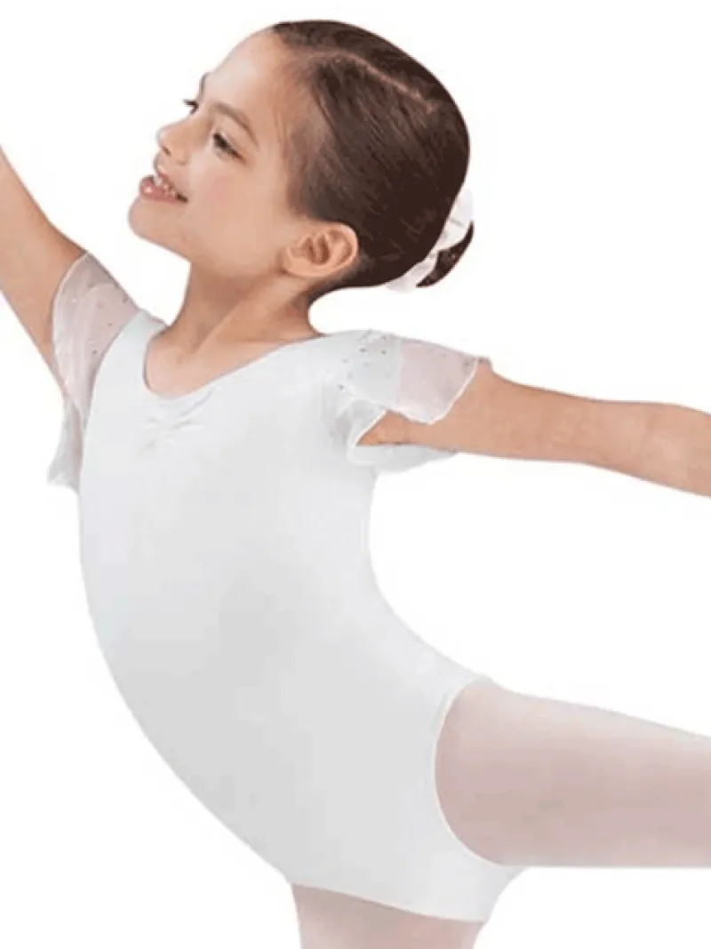 hvid_dragt_til_piger_chif_0.webp Dansebutikken Hvid dragt til piger chiffon ærme med palietter Bloch>Børn Balletdragter Børn