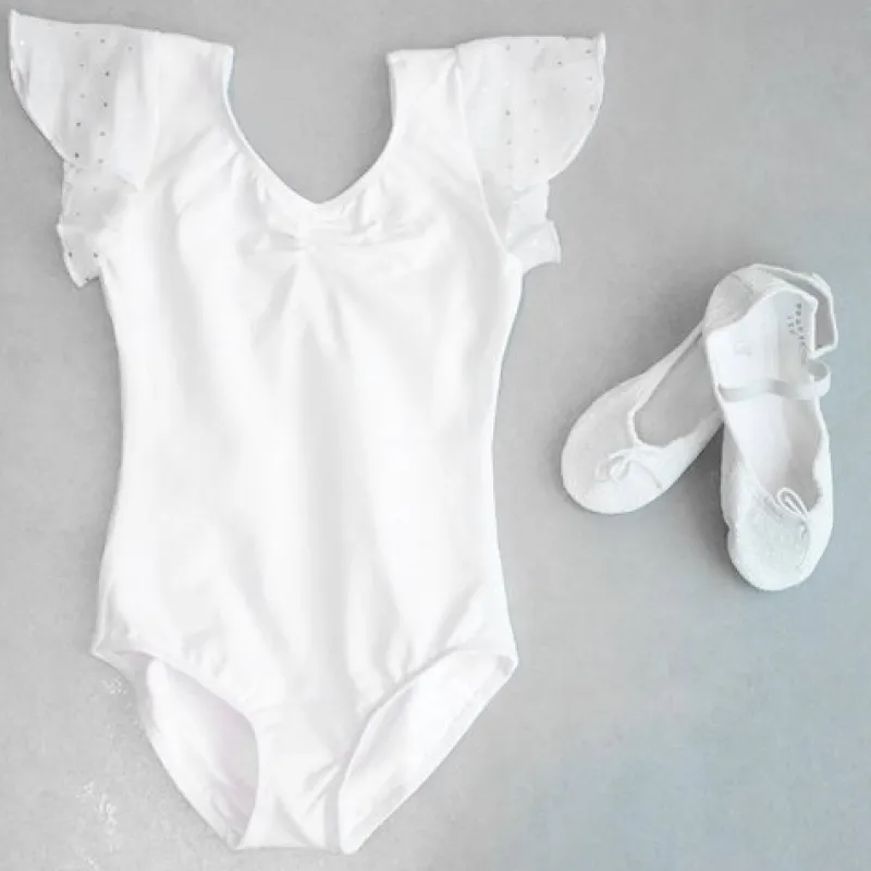 hvid_dragt_til_piger_chif_1.webp Dansebutikken Hvid dragt til piger chiffon ærme med palietter Bloch>Børn Balletdragter Børn