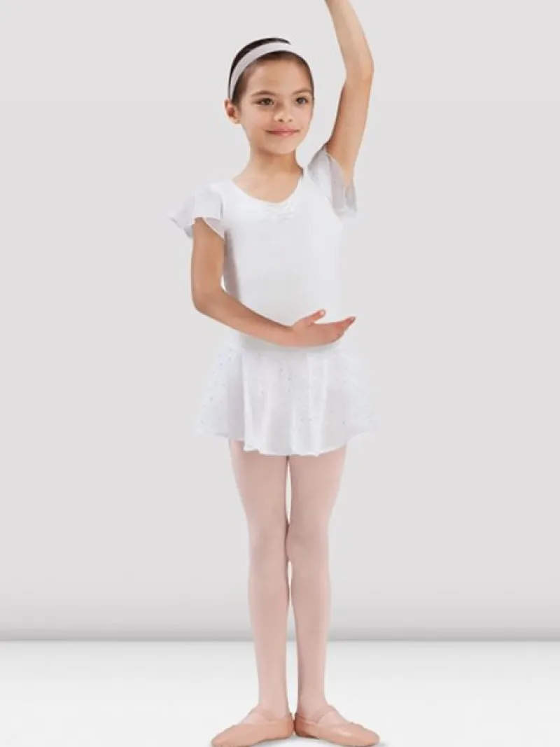 hvid_dragt_til_piger_chif_2.webp Dansebutikken Hvid dragt til piger chiffon ærme med palietter Bloch>Børn Balletdragter Børn