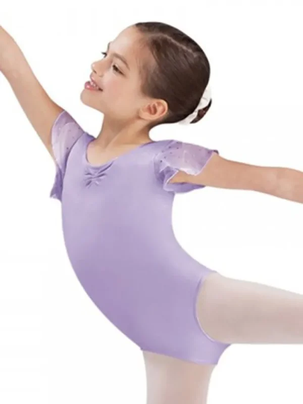 Dansebutikken Lyselilla dragt med chiffon ærme med palietter Bloch>Børn Balletdragter Børn