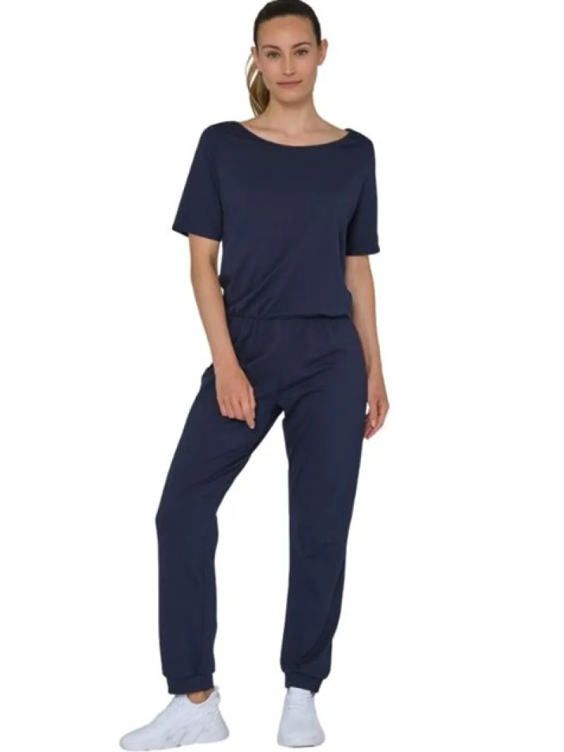 mrkebl_heldragt_med_korte_0.webp Dansebutikken Mørkeblå heldragt med korte ærmer til dans og yoga>Dame Pilates Heldragter | Heldragter Til Yoga