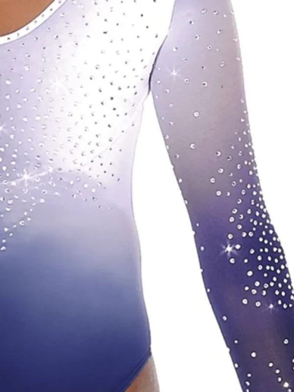 Dansebutikken Navy/hvid gymnastikdragt med rhinsten til piger> Dragter Piger