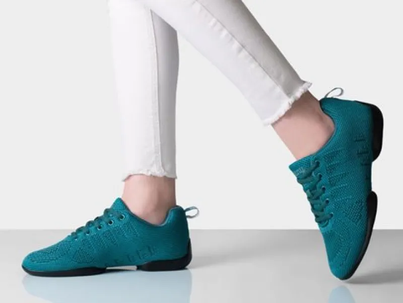 petrol_farvet_dansesneake_4.webp Dansebutikken Petrol farvet dansesneaker i åndbar strik til damer - Suny>Dame Salsasko Damer | Swingsko Damer