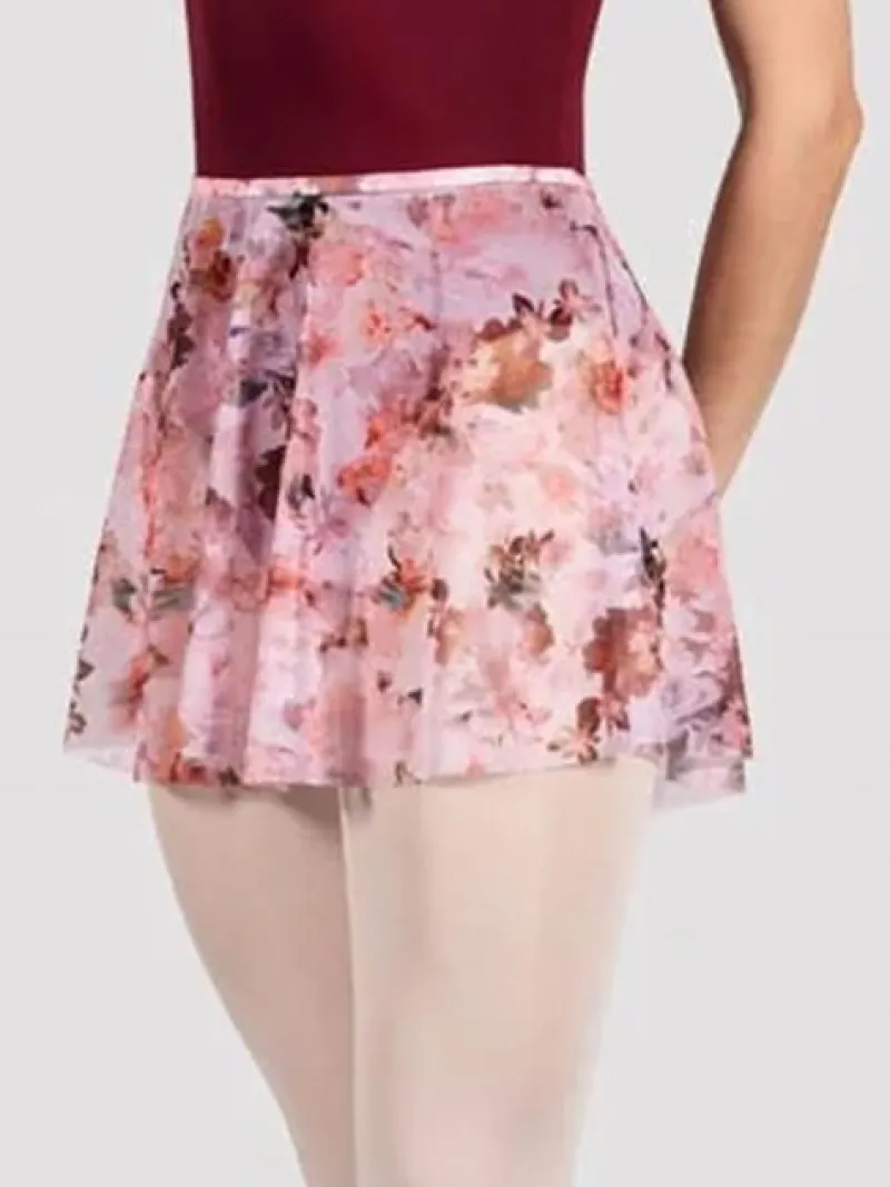 pull_on_skrt_med_smukt_rd_0.webp Dansebutikken Pull on skørt med smukt rødlig print af blomster fra Bloch>Dame Underdele Damer | Ballet Underdele Damer