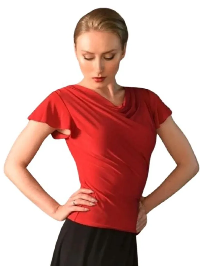 rd_bluse_med_butterfly_rm_3.webp Dansebutikken Rød bluse med butterfly ærmer fra Danceeverywear>Dame Danseoverdele Damer