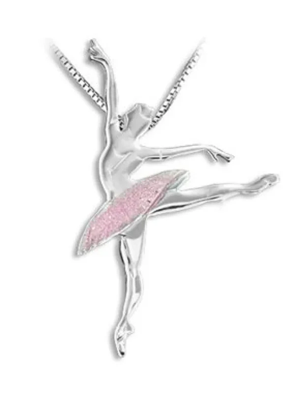 Dansebutikken Sølv halskæde balletdanser rosa tutu sugar plum fairy>Børn Andet Til Ballet | Balletting Børn