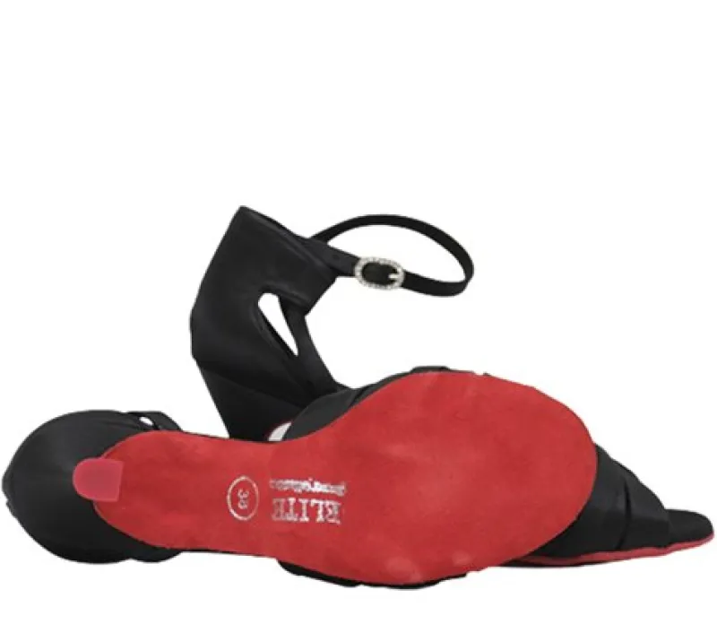 sort_elite_satin_dansesko_1.webp Dansebutikken Sort Elite satin dansesko med rød sål Rummos>Dame Salsasko Damer | Tangosko Damer