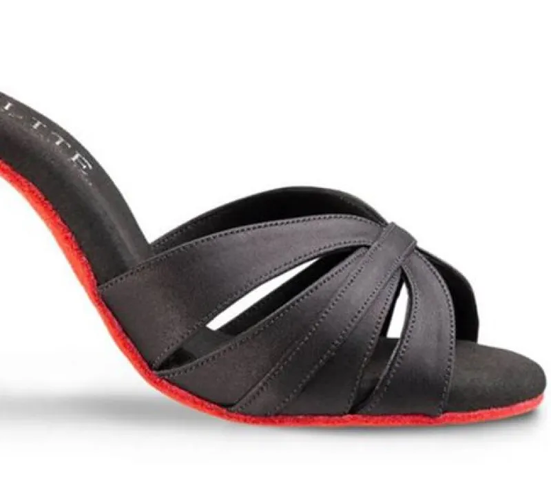 sort_elite_satin_dansesko_2.webp Dansebutikken Sort Elite satin dansesko med rød sål Rummos>Dame Salsasko Damer | Tangosko Damer