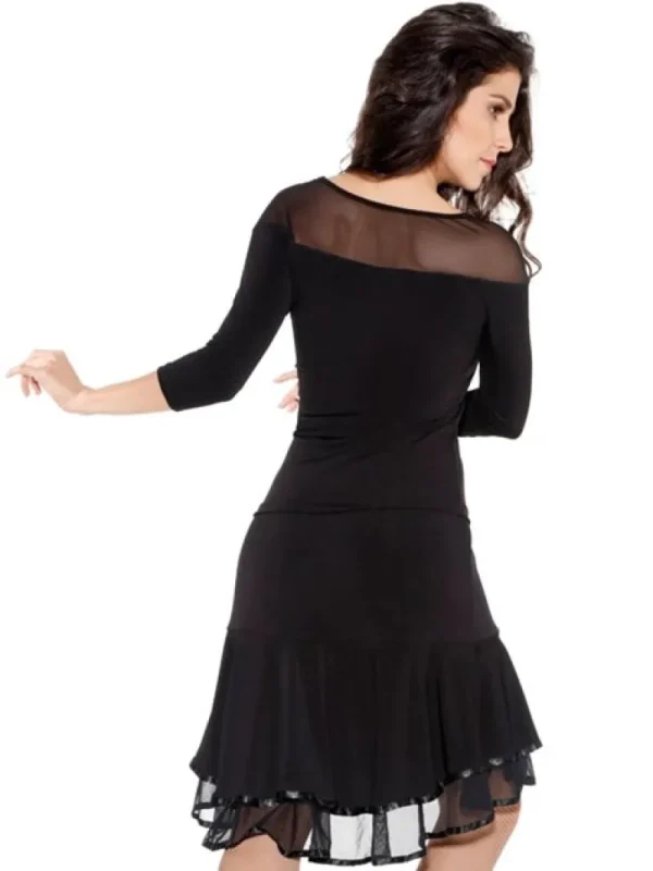 Dansebutikken Sort So Danca bluse med 3/4 ærme og chiffon>Dame Danseoverdele Damer