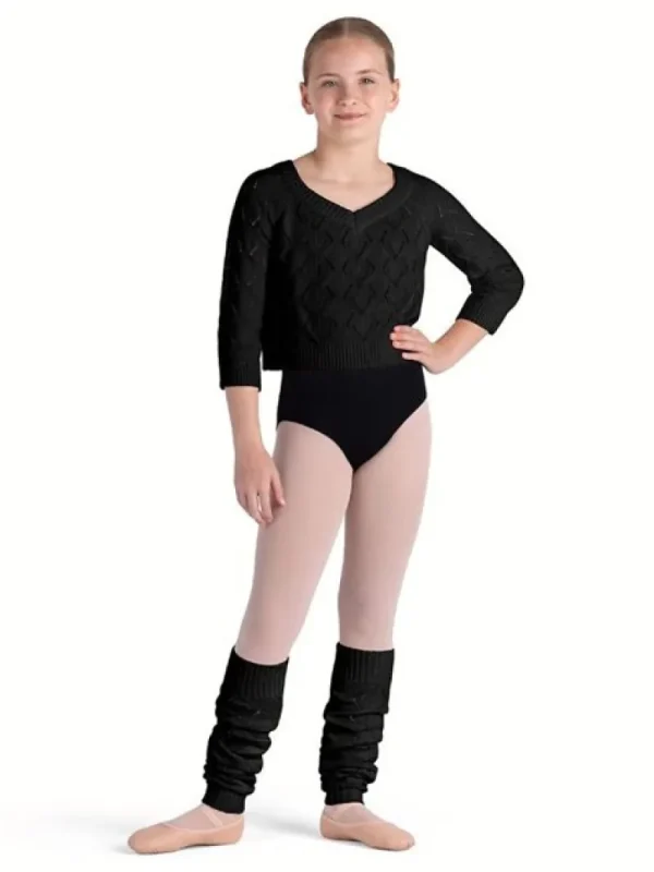 Dansebutikken Sort striktrøje i bomuld til piger Bloch>Børn Ballet Underdele Børn