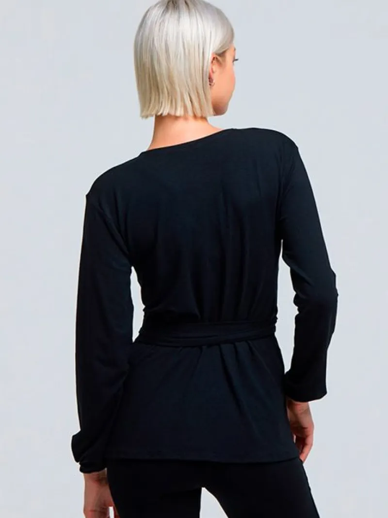 sort_tempsdanse_lang_cros_1.webp Dansebutikken Sort Tempsdanse lang Crossover bluse> Yogabluser