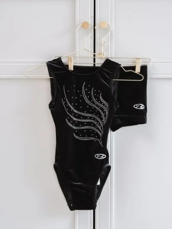 Dansebutikken Sort velour gymnastikdragt piger The zone> Dragter Piger